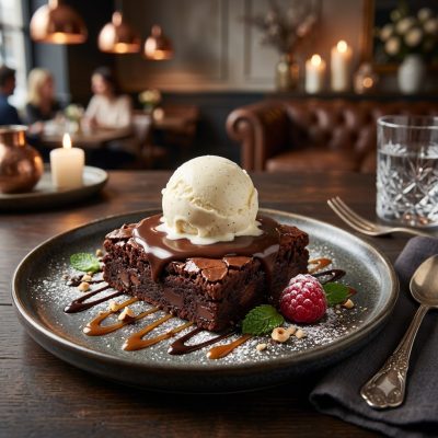 Fudge Brownie with Ice Cream