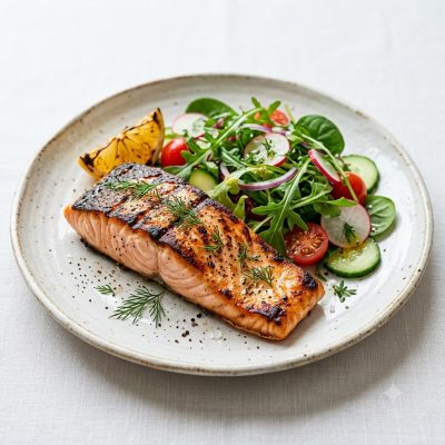 Grilled Salmon Fillet Salad